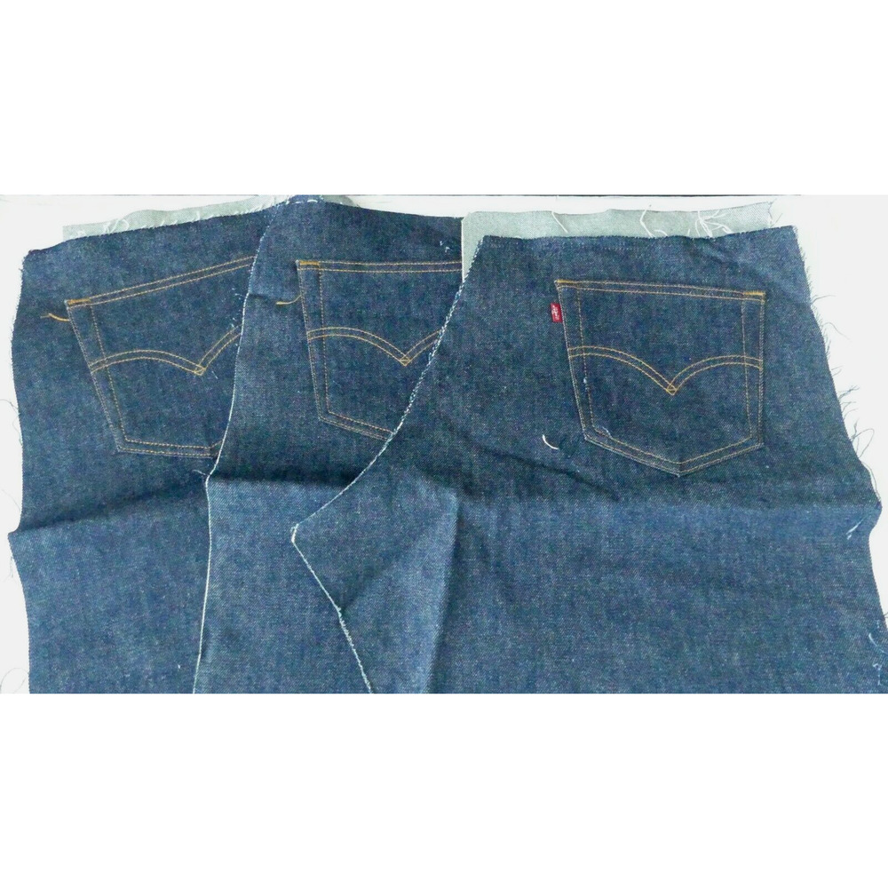 Vtg Levi's Sanforized Denim Fabric Lot 3‎ Full Cut Leg Pieces Retro DIY Craft